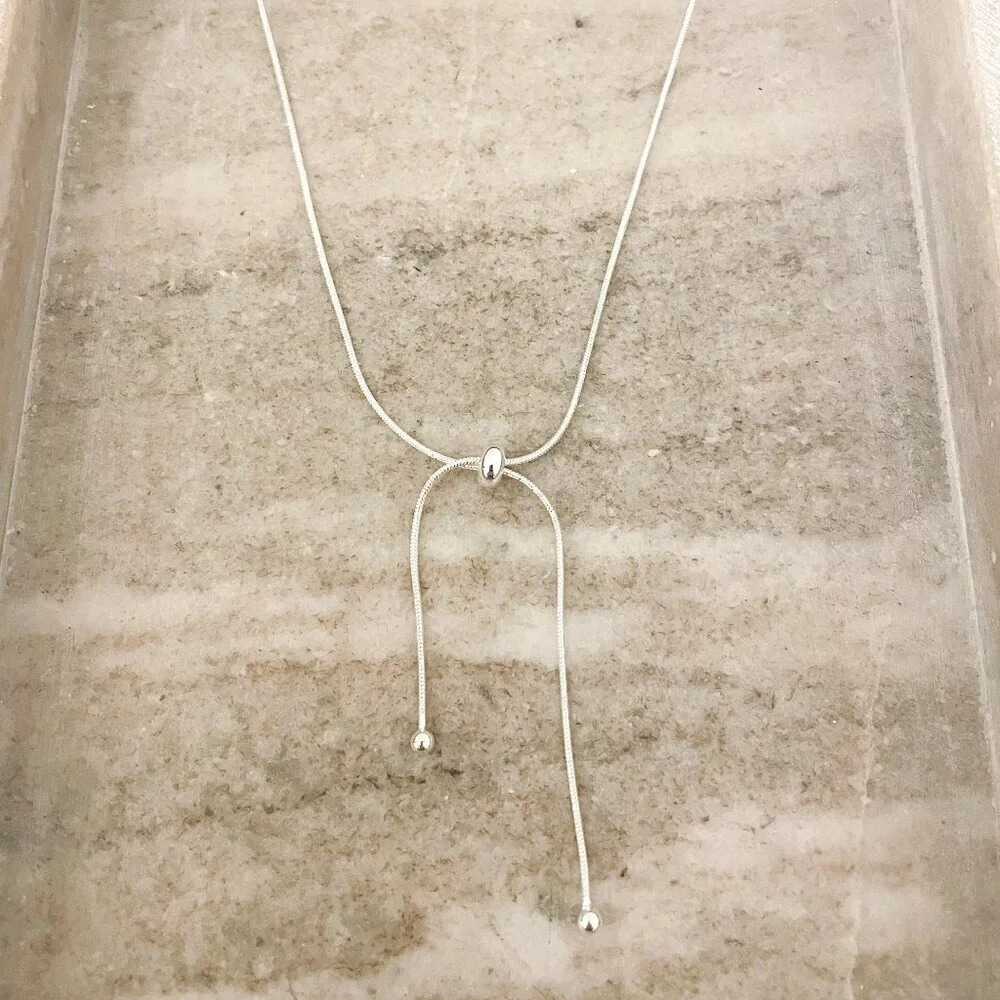 925 Sterling Silver Dainty Knot Necklace Tie Necklace Minimalist Bead Necklace